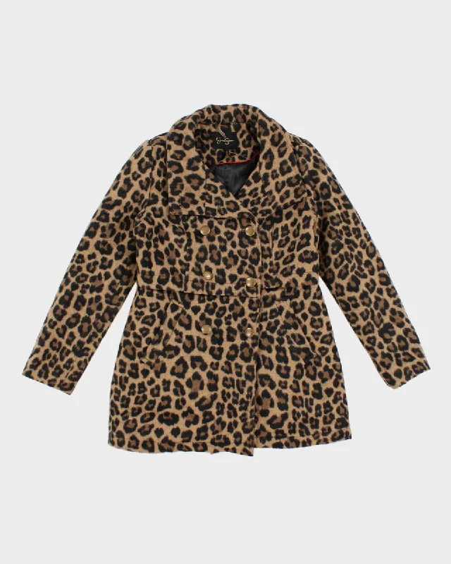 Y2K 00s Betsey Johnson Leopard Print Coat - L Double-Breasted Trench