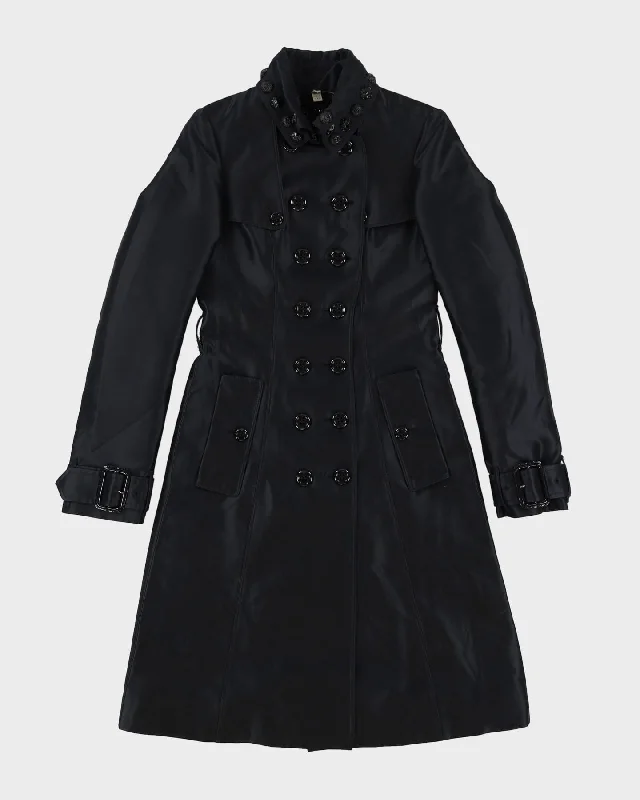 Burberry London Black Silk Blend Mac Style Coat - XXS Velvet Evening Cape