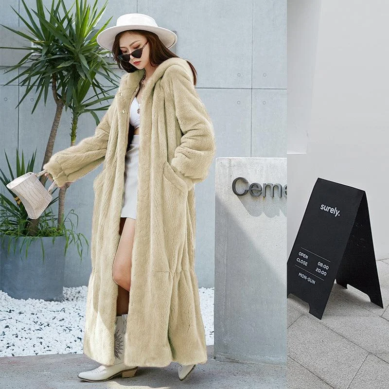 Fur Coat Women's Hooded Long Coat Boho Fringe Cardigan