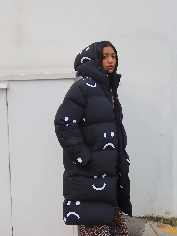 Happy Sad Longline Puffer Coat - SHIPPING FROM 25/11 Recycled Down Jacket