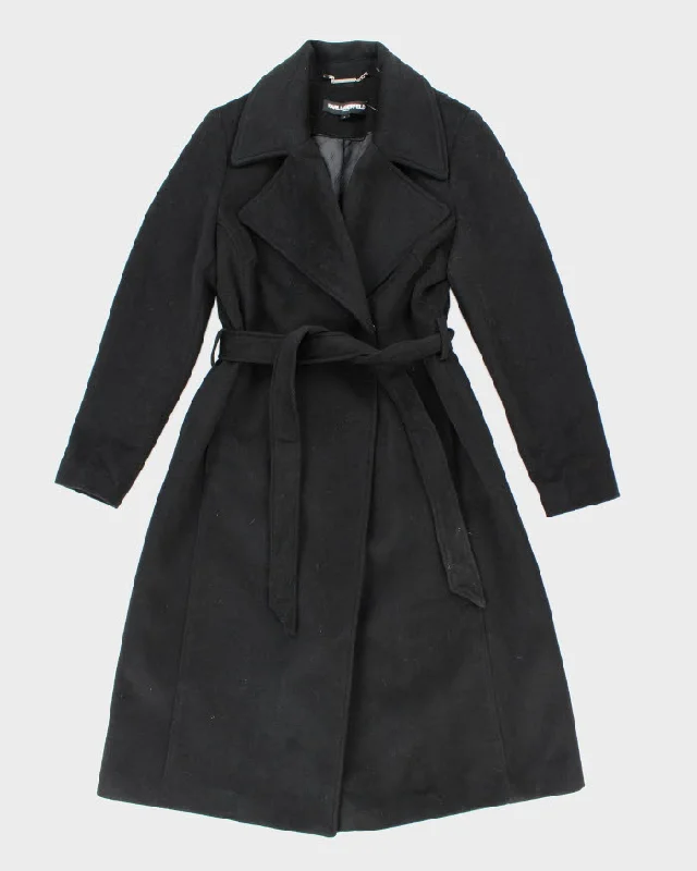 Karl Lagerfeld Wool Blend Coat - M Long Hooded Anorak