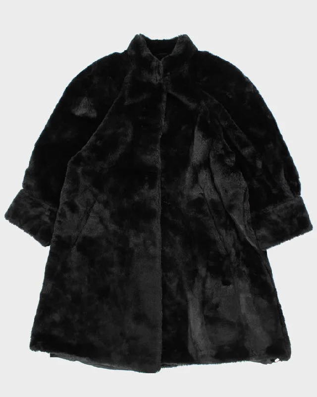 Kemper Long Black Faux Fur Coat - L Plush Faux Fur Bolero