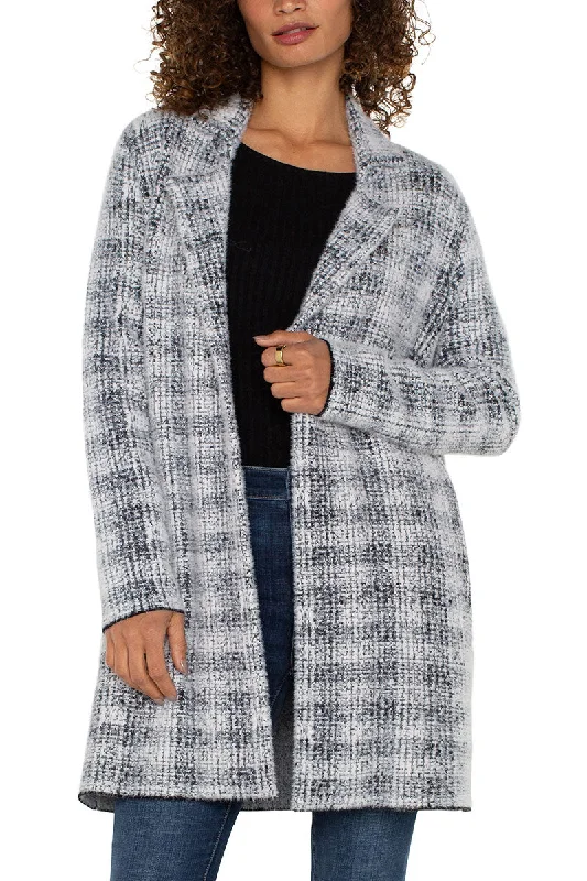 Liverpool Plaid Coatigan Relaxed Fit Blazer