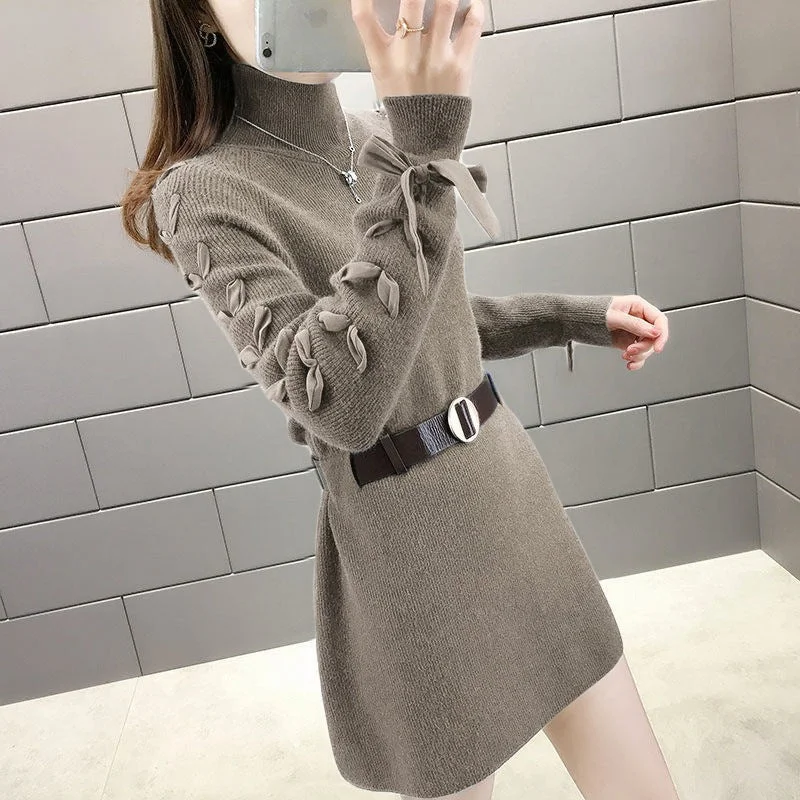 NiDELL Korean Style . Fall Winter Fashion Younger Women's Clothing Mid-Length Outerwear Series Belt Knitted Bottoming Shirt Fashionable Sweater Women Relaxed Utility Shacket