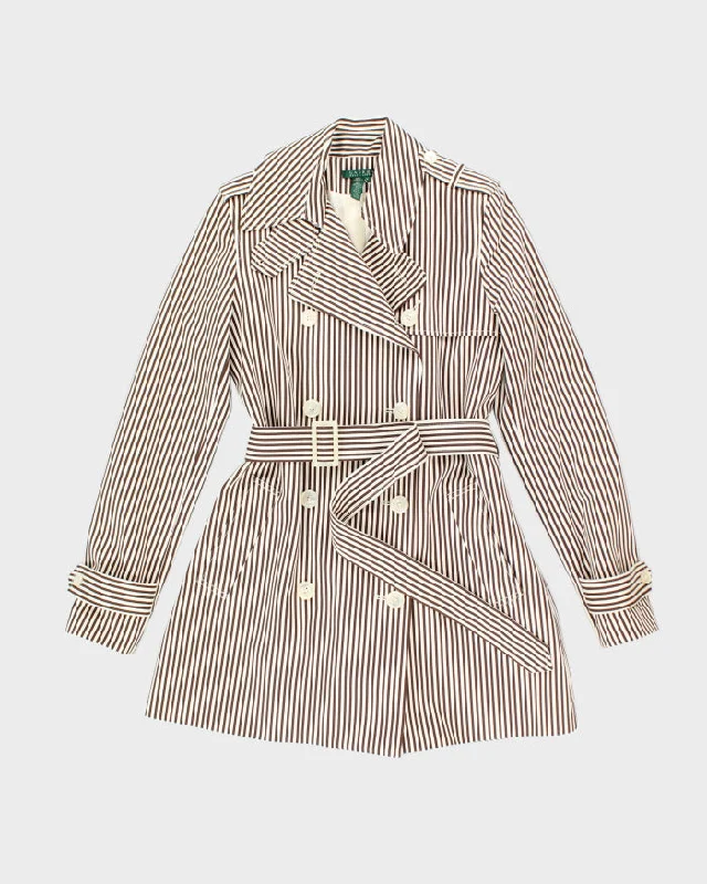 Vintage Ralph Lauren Belted Striped Coat - M Double-Breasted Trench