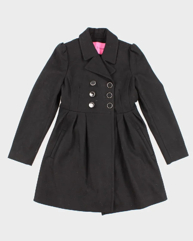 Women's Betsey Johnson All Black  Coat - M Fuzzy Sherpa Pullover