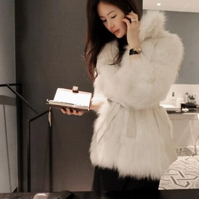 Women's Suit Collar Coat Faux Fur Coat Cropped Fleece Jacket