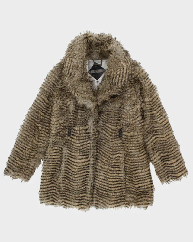 Y2k 00s Buffalo Faux Fur Coat - M Minimalist Wool Duster