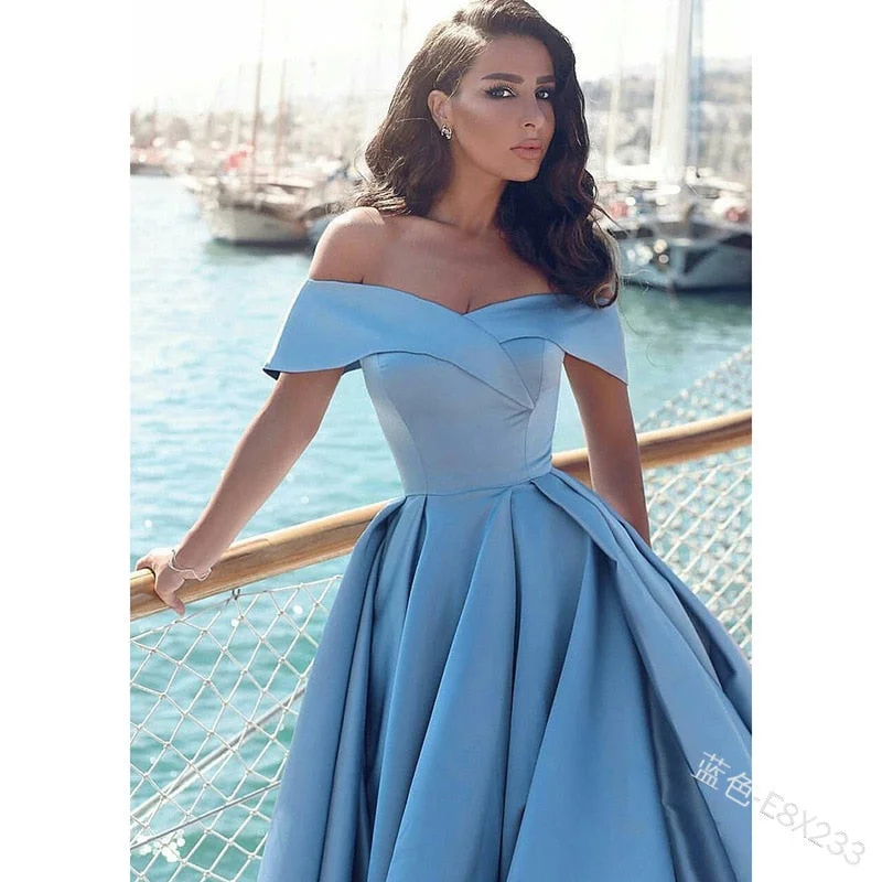 FashionSierra - Fashion Elegant Boat Neck Evening Dresses Glittery Long Formal