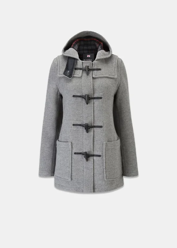 Short Slim Fit Duffle Coat Silver Puff Shoulder Coat