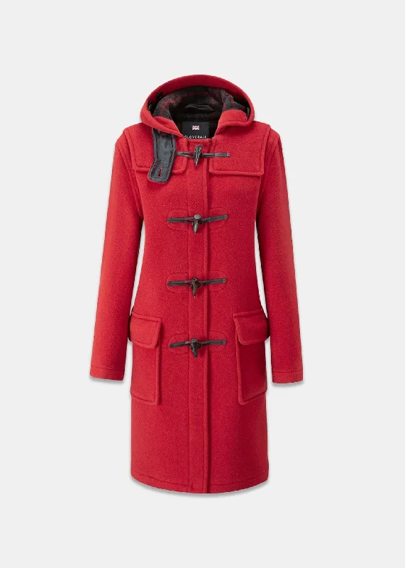 Women's Original Duffle Coat Red Buttoned Peplum Coat