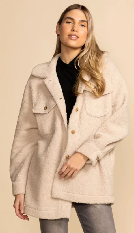 Pink Martini Narla Teddy Coat Belted Wool Overcoat