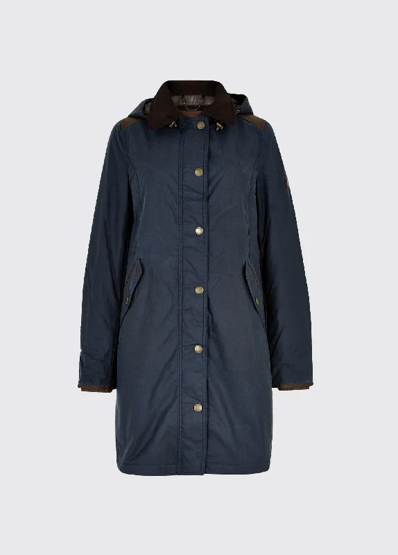 Ormond Wax Coat - Ocean Blue Minimalist Wool Duster