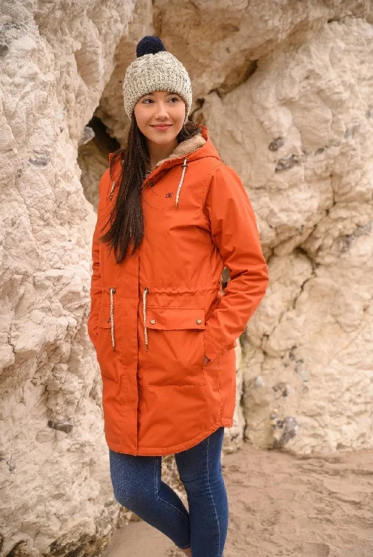 Lighthouse Isobel 3/4 Length Faux Fur Lined Waterproof Coat-BURNT ORANGE Trendy Puffer Vest