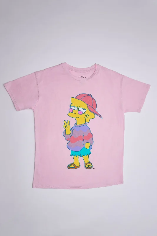 Lisa Simpson The Simpsons Graphic Relaxed Tee Welt Pockets Slit Pockets Flap Pockets