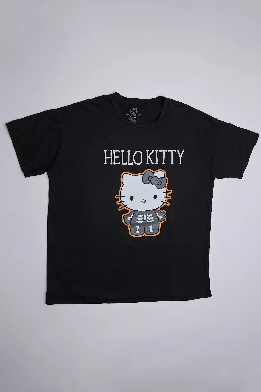 Hello Kitty Halloween Graphic Relaxed Tee Cotton Fabric Linen Fabric Terry Fabric