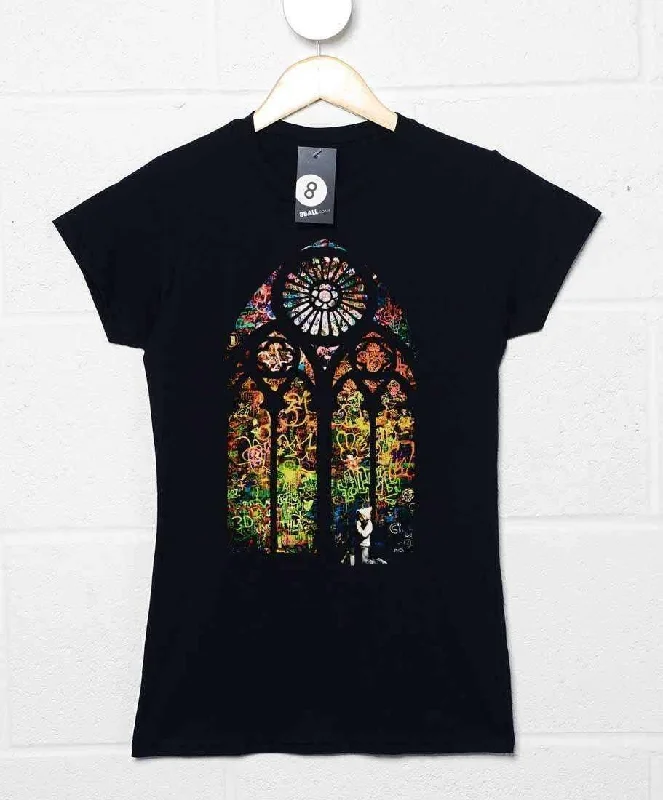 Banksy Stained Glass Womens Style T-Shirt Machine Wash Dry Clean Hand Wash