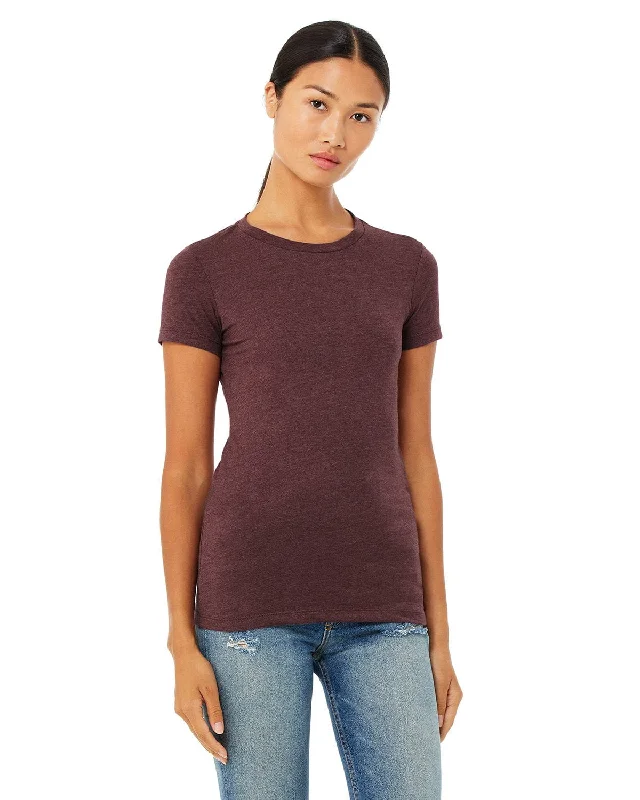 Bella+Canvas Ladies Favorite T-Shirt | Heather Maroon V-Neck T-Shirt Long Sleeve Cotton