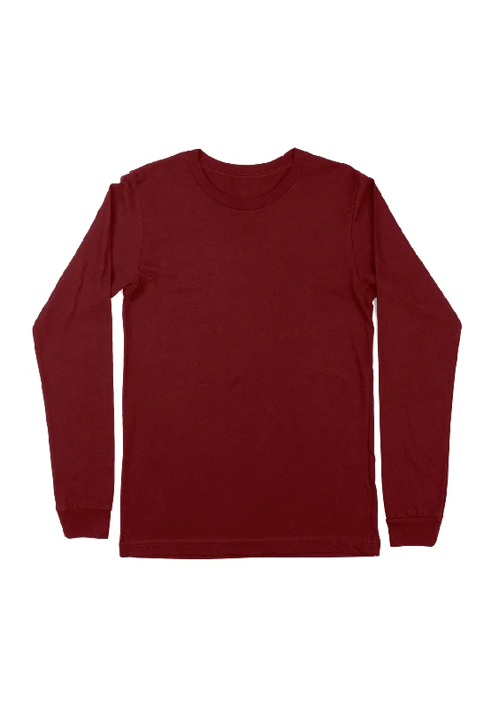 Blood Red Long Sleeve Crew Neck T-Shirt for Women | Fierce & Sustainable Fitted T-Shirt Seamless Stretchy