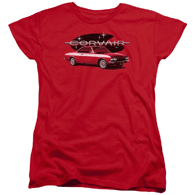 Chevrolet 65 Corvair Mona Spyda Coupe - Women's T-Shirt Notch Collar Peter Pan Collar Cowl Neck