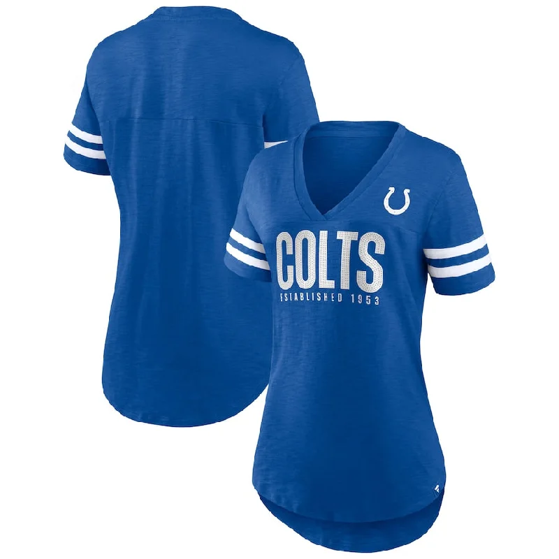 Indianapolis Colts Women's Speed Tested V-Neck T-Shirt Solid Print Embellished