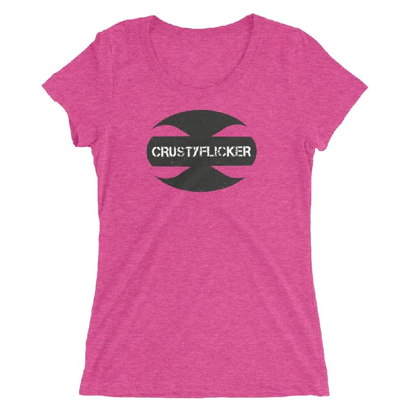 CRUSTYFLICKER Mojo - Women's Tri-Blend Boyfriend T-Shirt Notch Collar Peter Pan Collar Cowl Neck