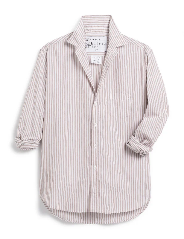 Frank & Eileen - Eileen Relaxed Button-Up Shirt in Sand Stripe Thin T-Shirt Open Front Quick Dry