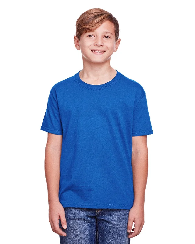 Fruit of the Loom Youth ICONIC T-Shirt | Royal Collared T-Shirt Boat Neck A-Line