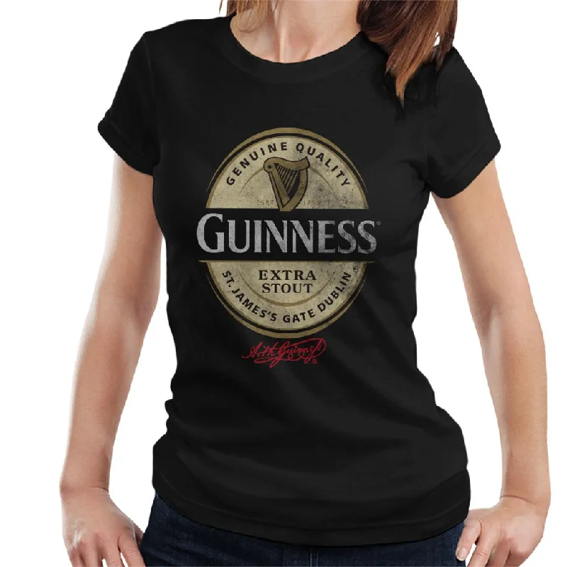 Guinness Stout Label Logo Women's T-Shirt Ribbed T-Shirt High Neck Heavyweight