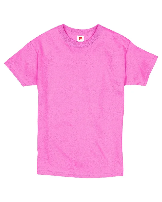 Hanes Youth ComfortSoft T-Shirt | Safety Pink Lace Blend Ribbed Blend Corduroy Blend