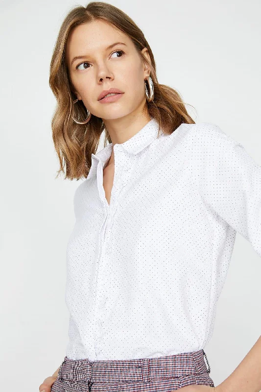 Women White Shirt Rayon Velvet Corduroy