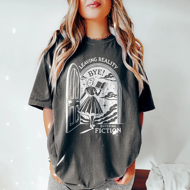 Leaving Reality Entering Fiction Heavyweight Tee Fashionable Trendy Casual