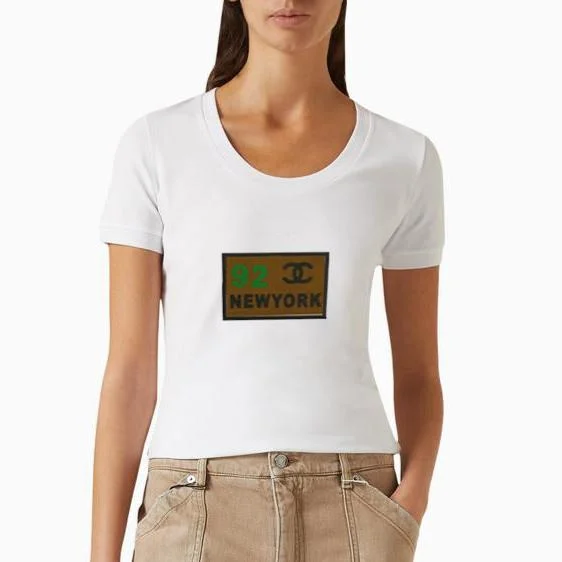 Premium Embroidery Logo Bootleg T-Shirt For Girls Collared Crew Neck Turtle Neck