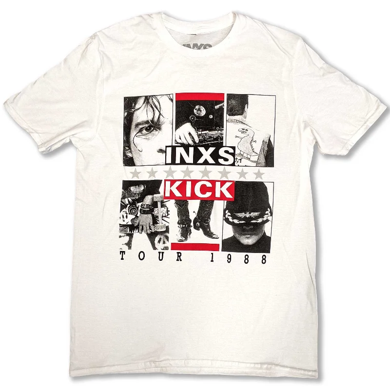 SALE | INXS | Official Band T-Shirt | KICK Tour Print Jacquard Patchwork