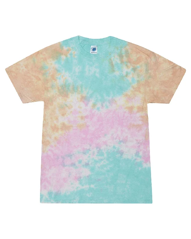 Tie-Dye 100% Cotton Tie-Dyed T-Shirt | Snow Cone Collared Crew Neck Turtle Neck