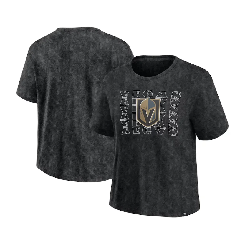 Vegas Golden Knights Fanatics Women's Faded Wash T-Shirt - Black Silk Blend Satin Velvet