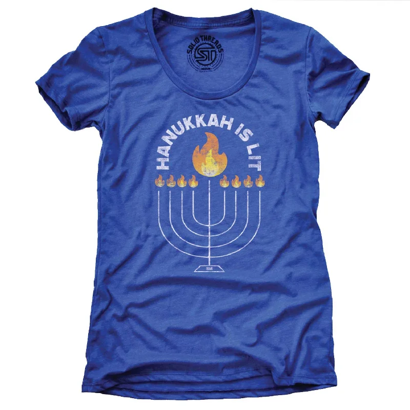 Women's Hanukkah is Lit T-shirt Knit Fabric Woven Fabric Fleece Fabric