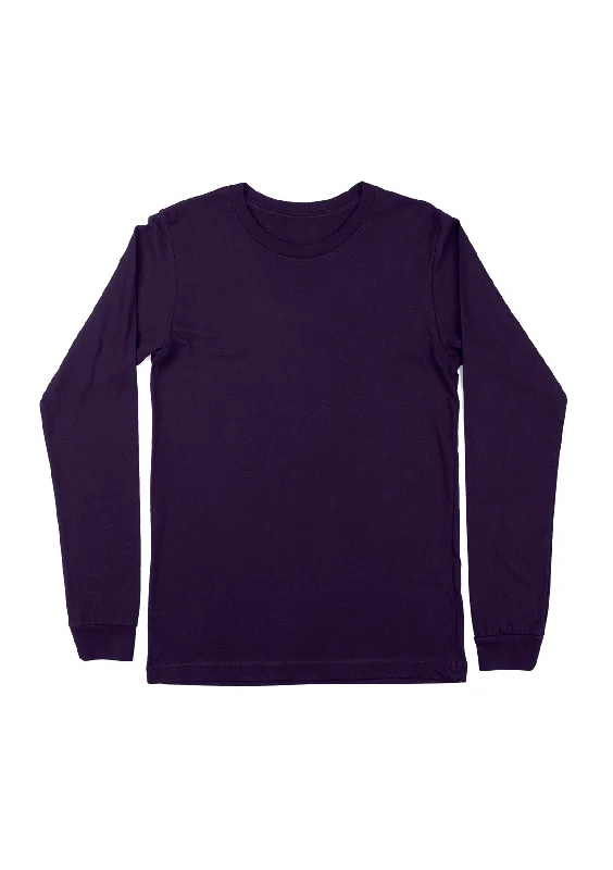 Purple Long Sleeve Crew Neck T-Shirt for Women | Bold & Beautiful Cashmere Blend Cotton Blend Poly Blend