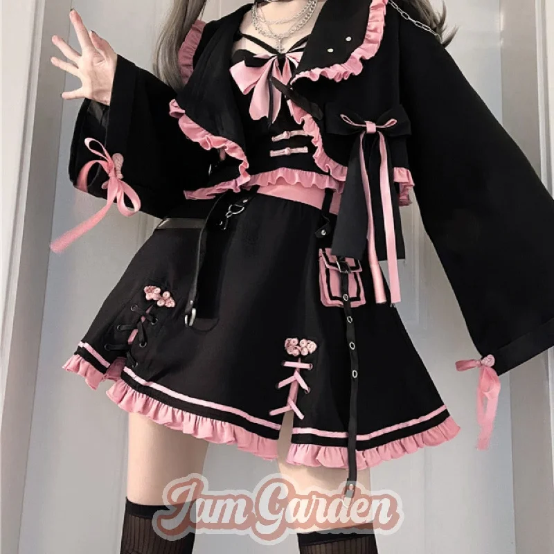 Black Pink Sweet Cool Lolita Dress Tunics Versatile all-occasion