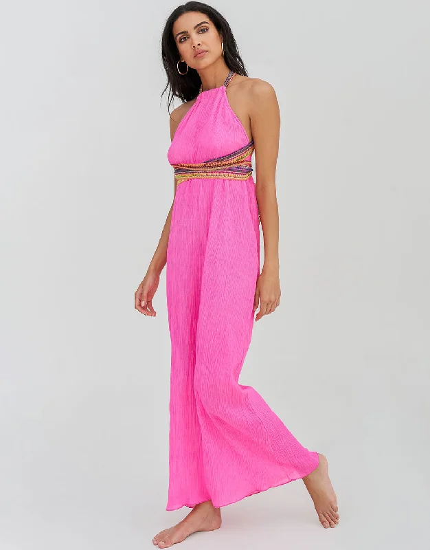 Crinkle Halter Dress - Hot Pink Tunics Hiking breathable