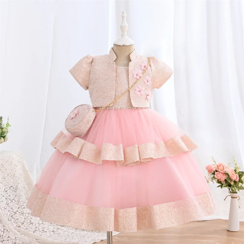 Cute Baby Girl Easter Dress Two Piece Princess Dress Tunics Satin smooth