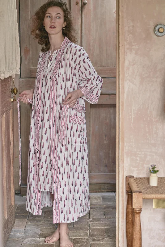 'Cypress' Block-printed Cotton Dressing Gown & Nightie Set Maxi Flowy Bohemian