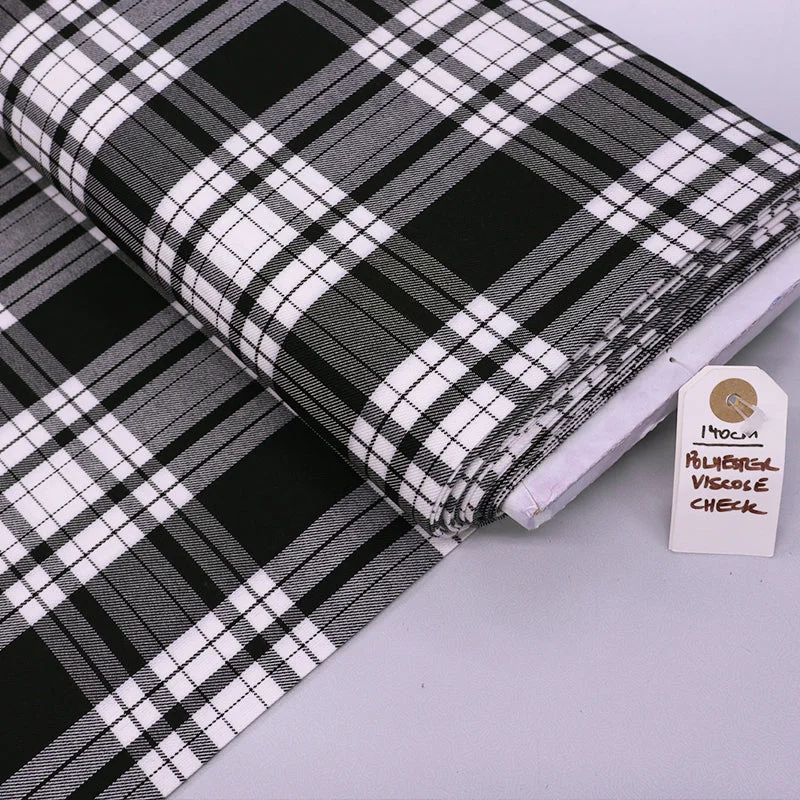 Dressmaking Tartan- Fine Line Natty Check - Monochrome Tunics Leisure comfortable