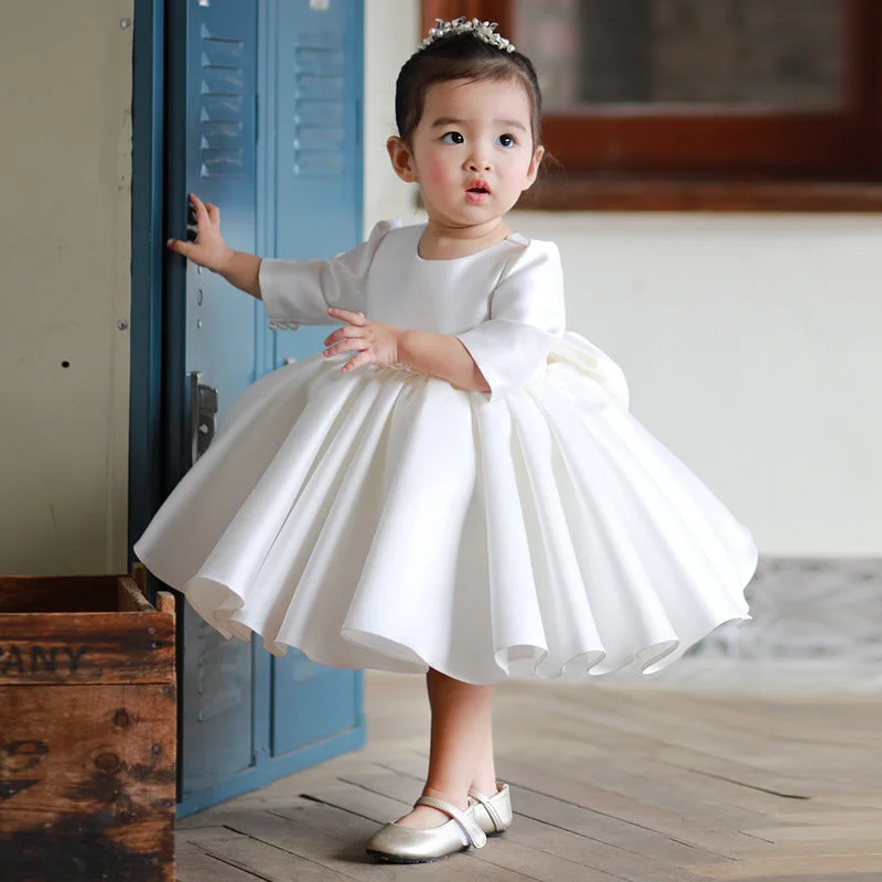 Baptism Dresses Baby Girl White Textured Puffy Formal Princess Dress Toddler Prom Dress Tunics Cozy comfortable