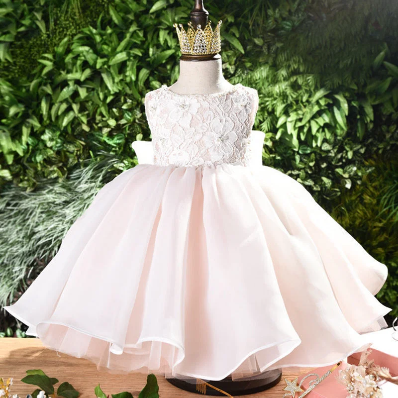 First Communion Dress Baby Girl Summer Sleeveless Lace Ball Gowns Princess Dress Tunics Velvet soft