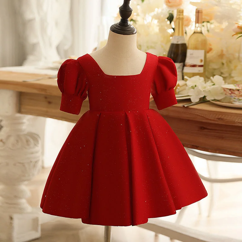 Girl Christmas Dress Baby Girl Dresses Cozy Bow Puffy Princess Cake Dress Toddler Christmas Dress Little Girl Party Dresses Tunics Yoga stretchy