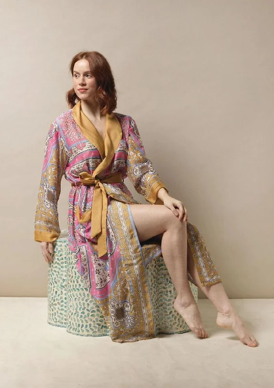 Indian Summer Pink Dressing Gown | One Hundred Stars Tunics Prom sequined