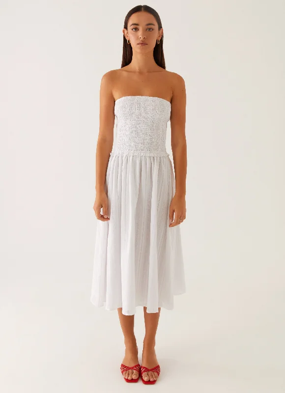 Lulie Shirres Midi Dress - Ivory Casual Short Summer