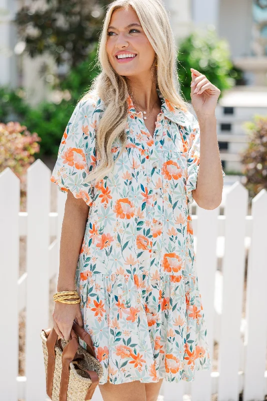 Make It Happen Orange Floral Dress Tunics Seasonal trendy