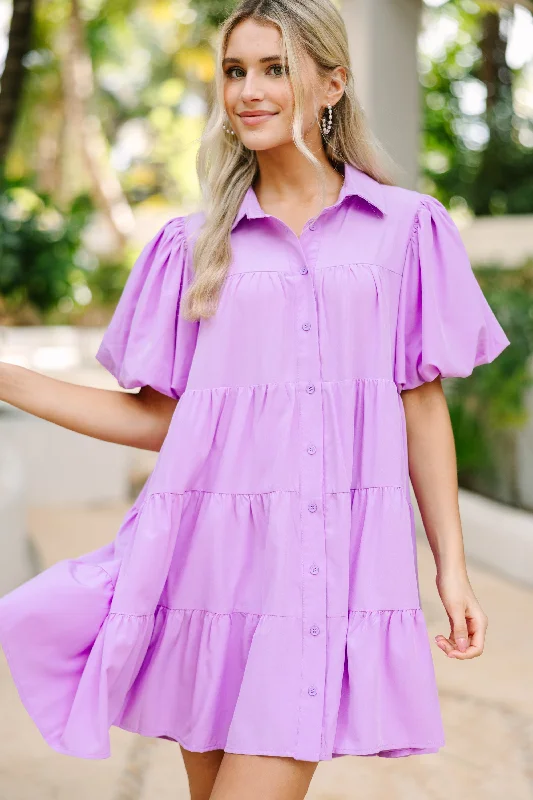 Make It So Lavender Purple Babydoll Dress Tunics Timeless classic